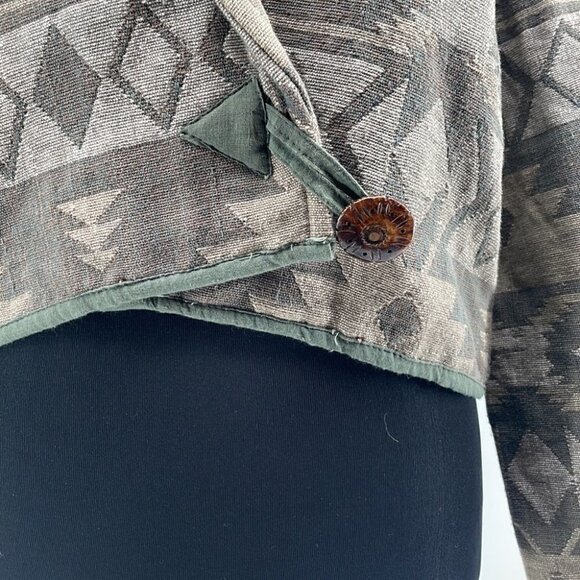 Flashback 100% cotton southwestern jacket bolero neutral button closure sz m - Picture 2 of 7